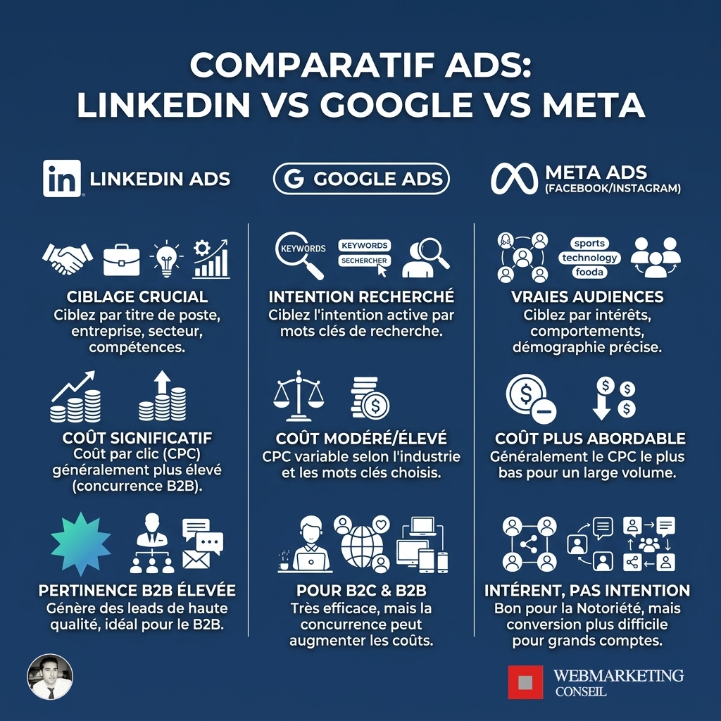 Tableau comparatif des 3 plateformes publicitaires