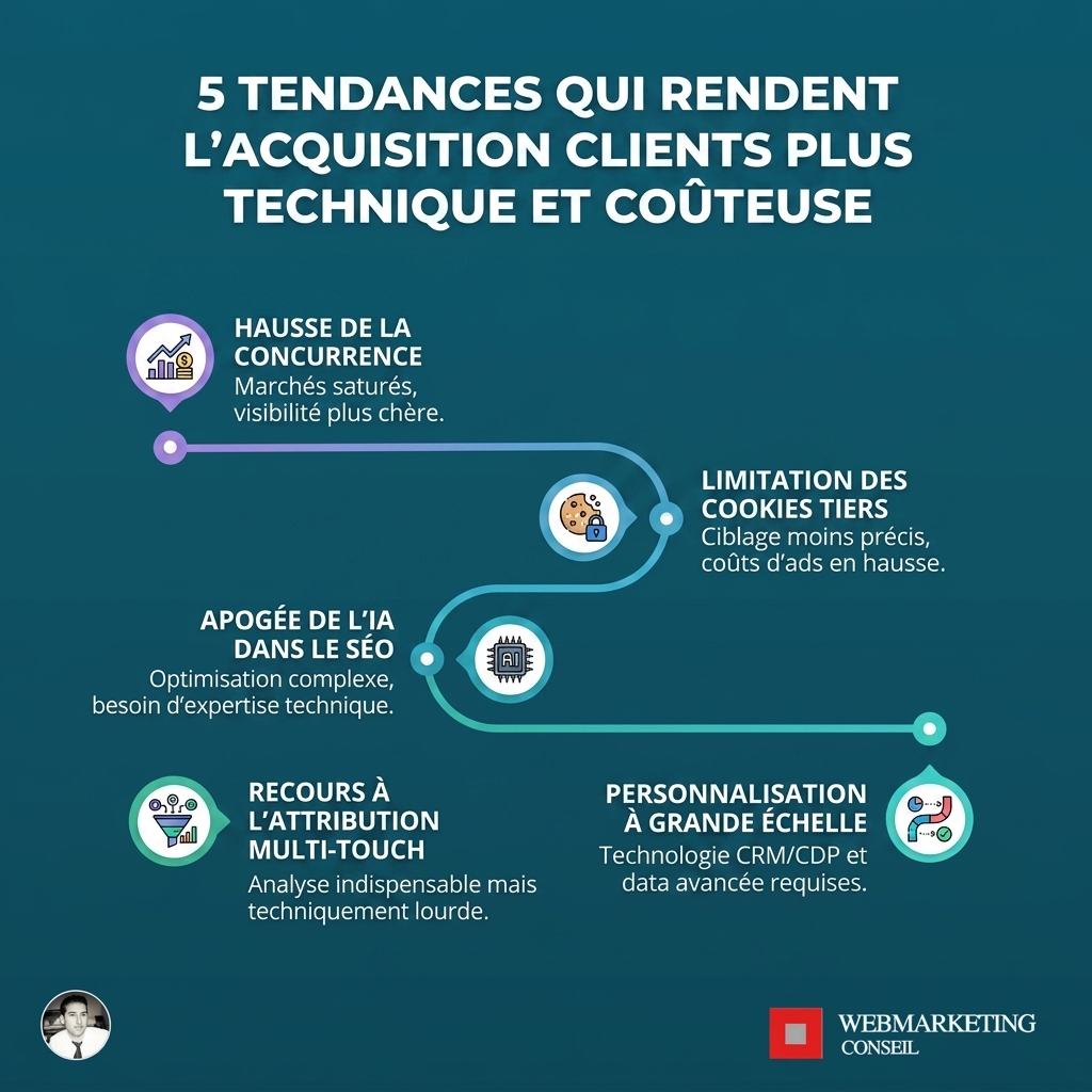 Tendances lourdes acquisition clients canaux saturés