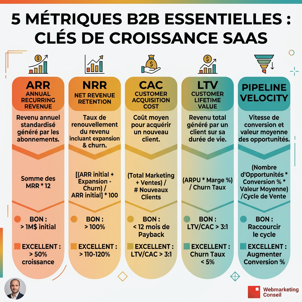 Tableau de bord métriques croissance B2B