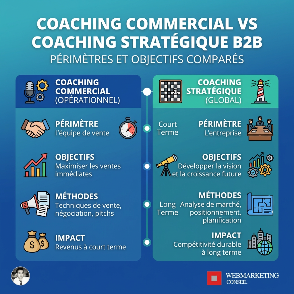 Différence coaching commercial et coaching stratégique B2B