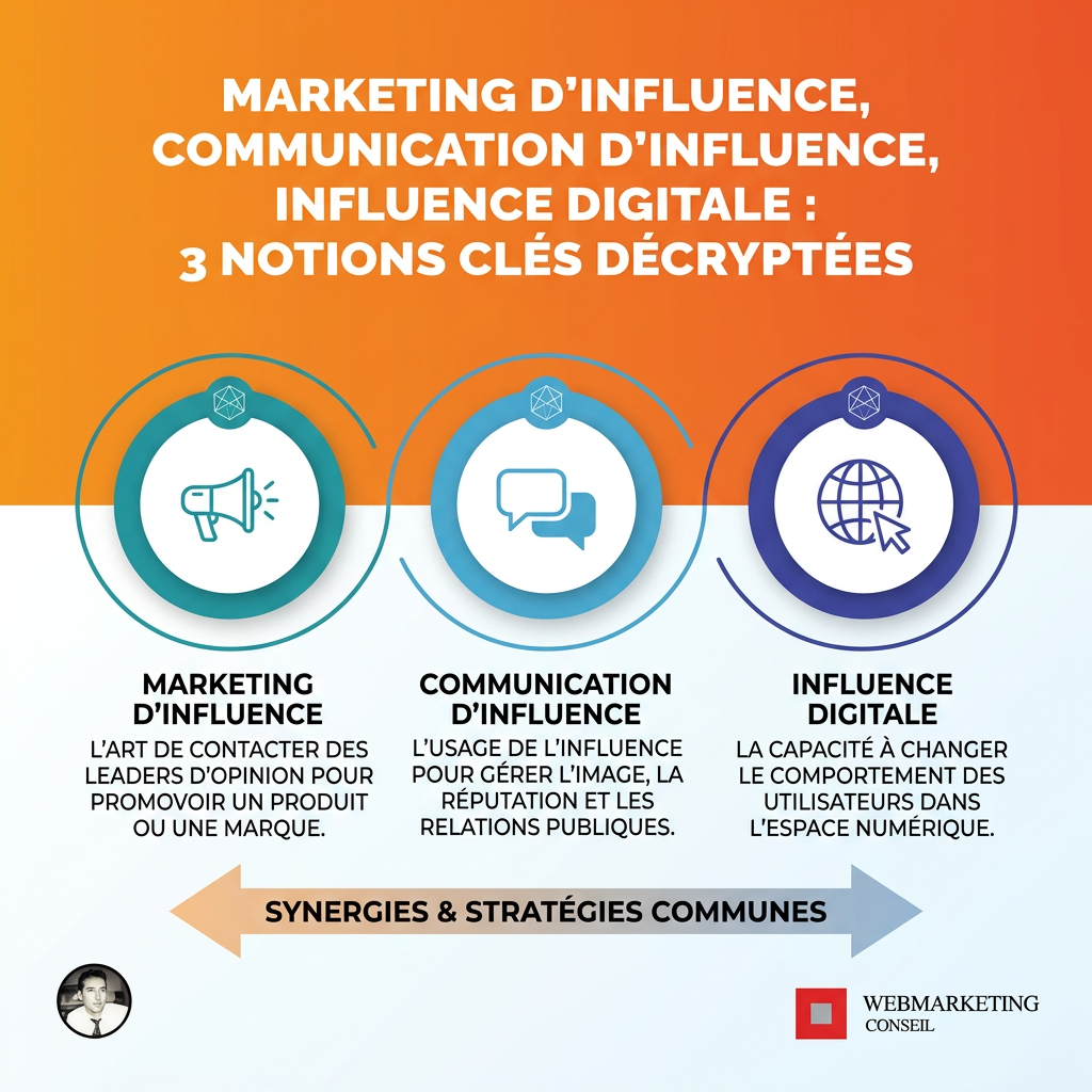 Infographie 3 notions influence