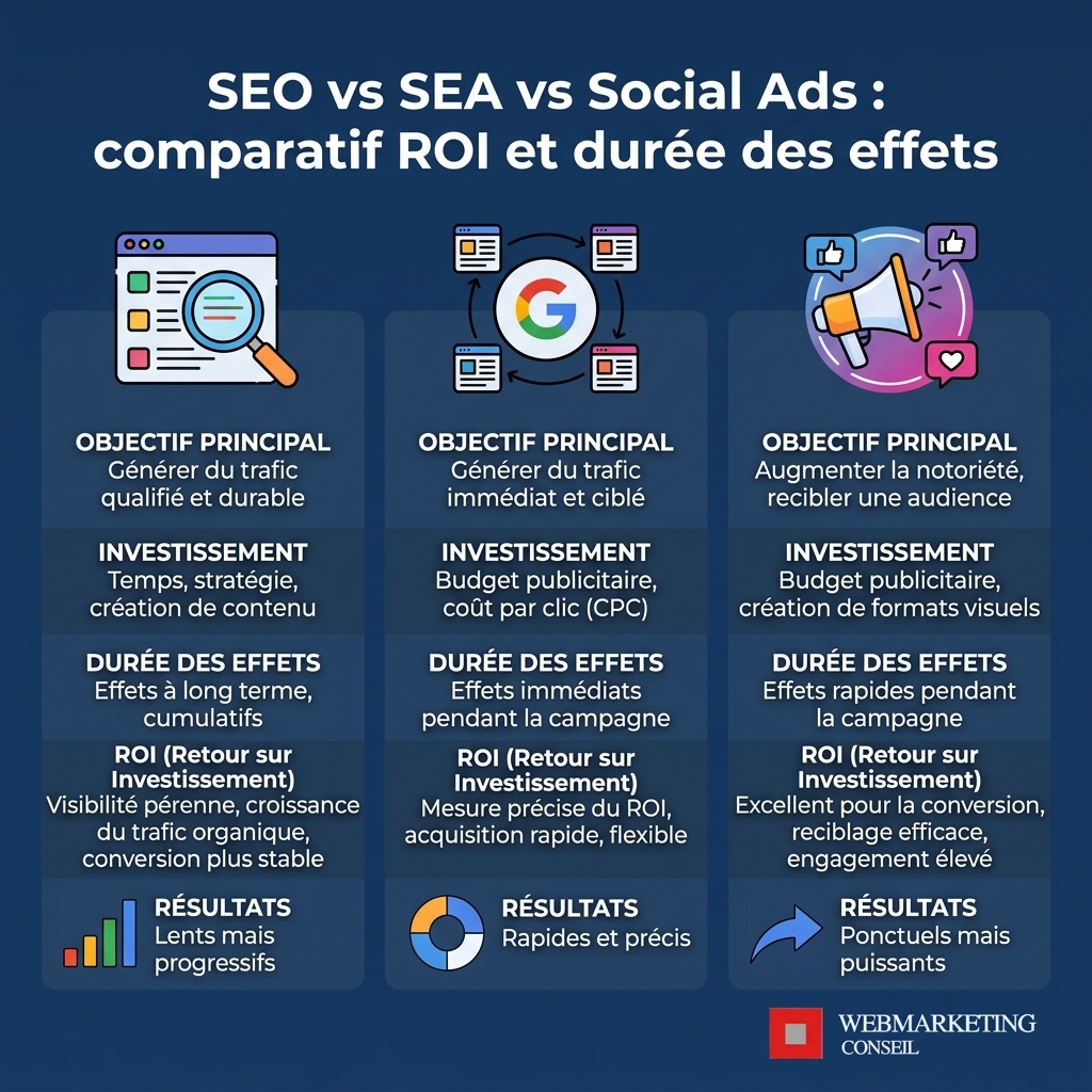 Infographie comparatif ROI canaux marketing