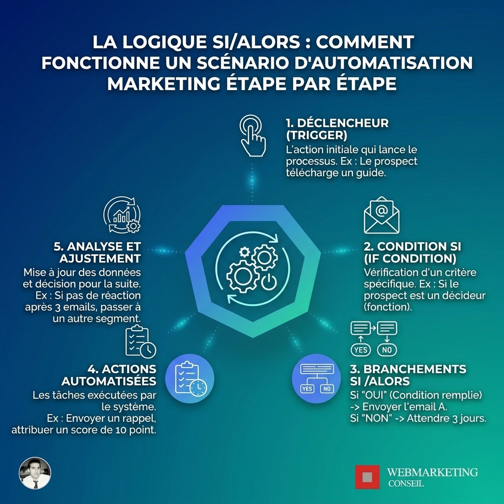 Infographie logique conditionnelle marketing automation