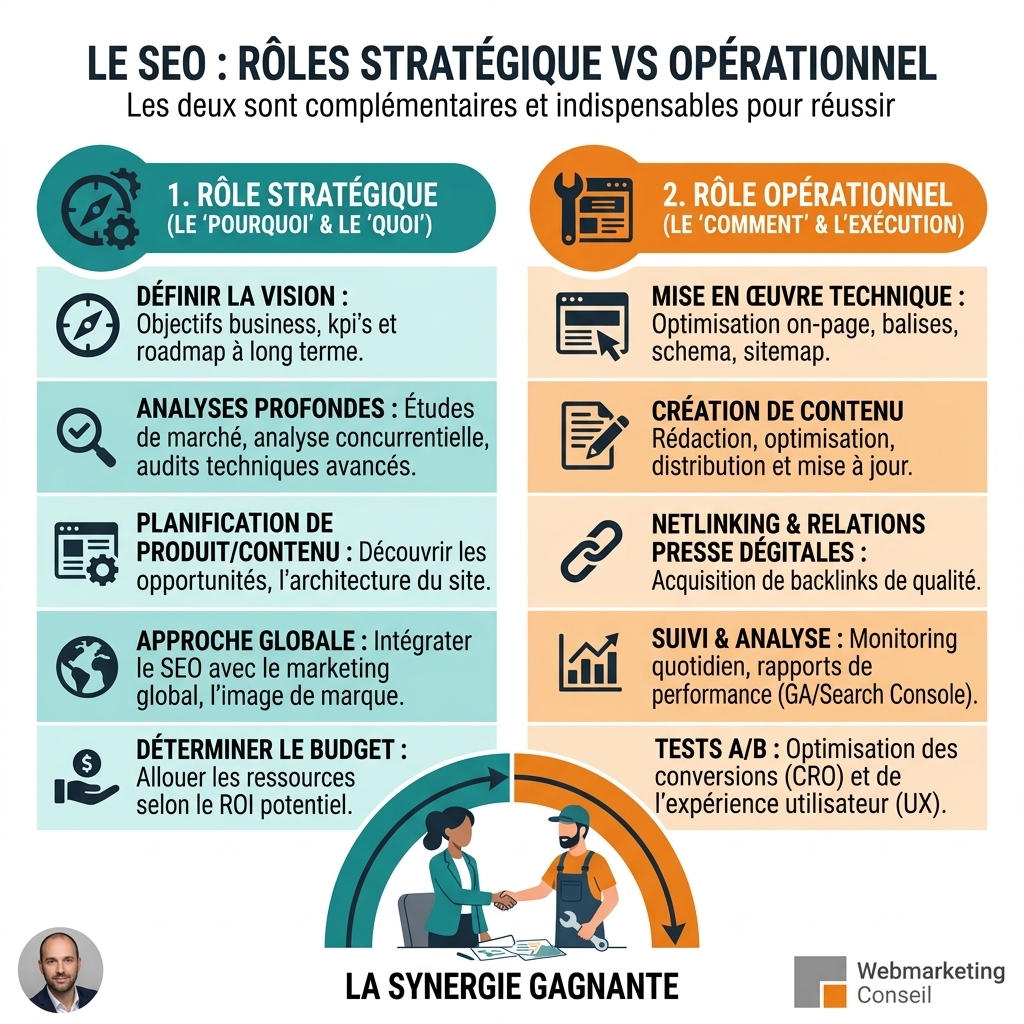 Double rôle stratégique et opérationnel d'une agence SEO