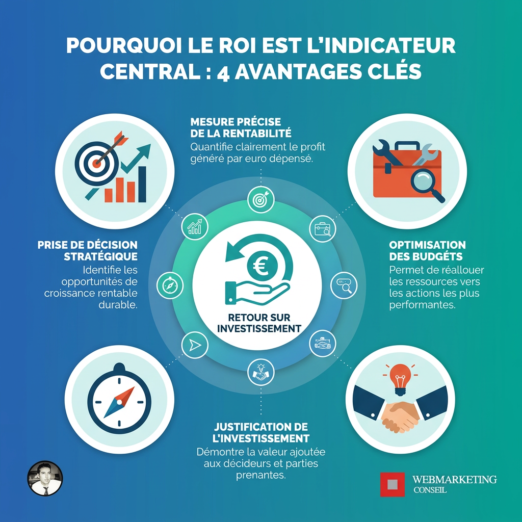 Infographie 4 raisons ROI indicateur central marketing