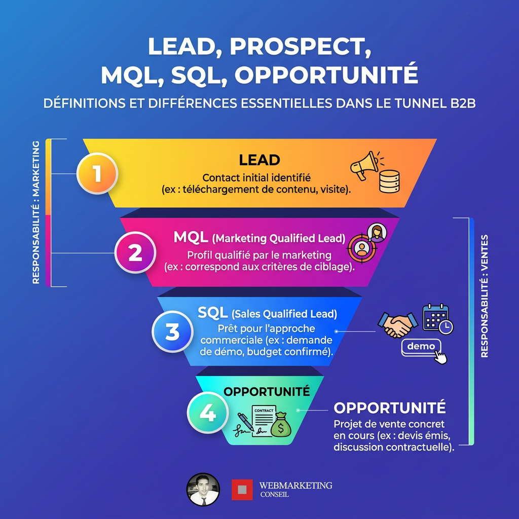 Infographie lexique leads B2B MQL SQL