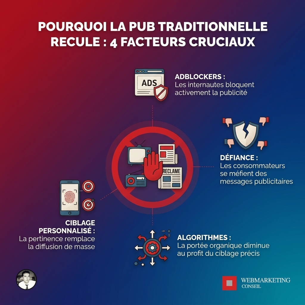 Infographie déclin publicité traditionnelle