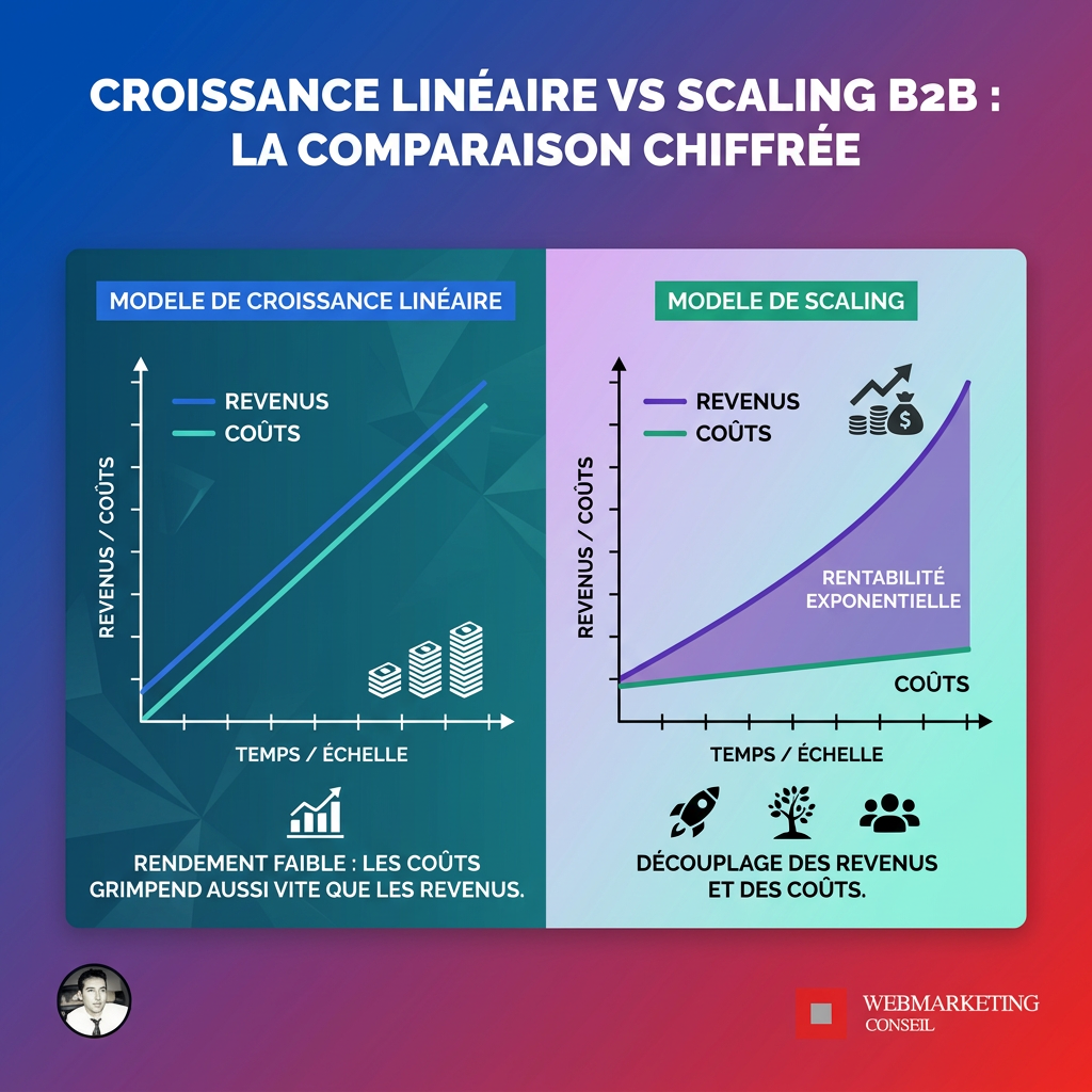 Infographie croître vs scaler B2B
