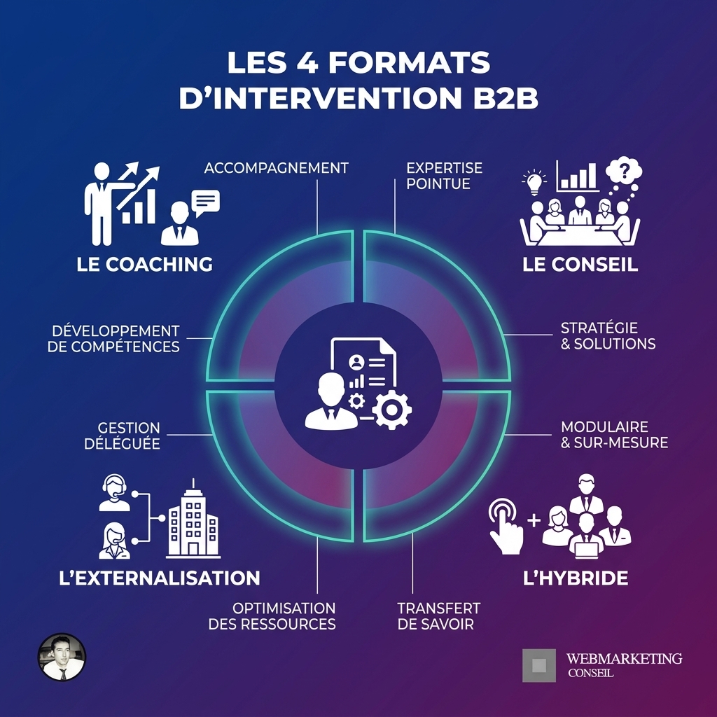 Infographie formats intervention accompagnement B2B