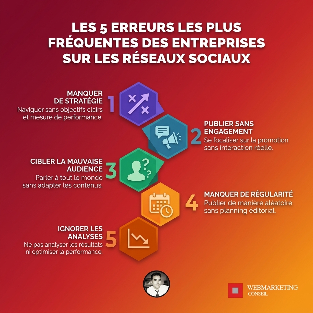 Infographie erreurs entreprises réseaux sociaux