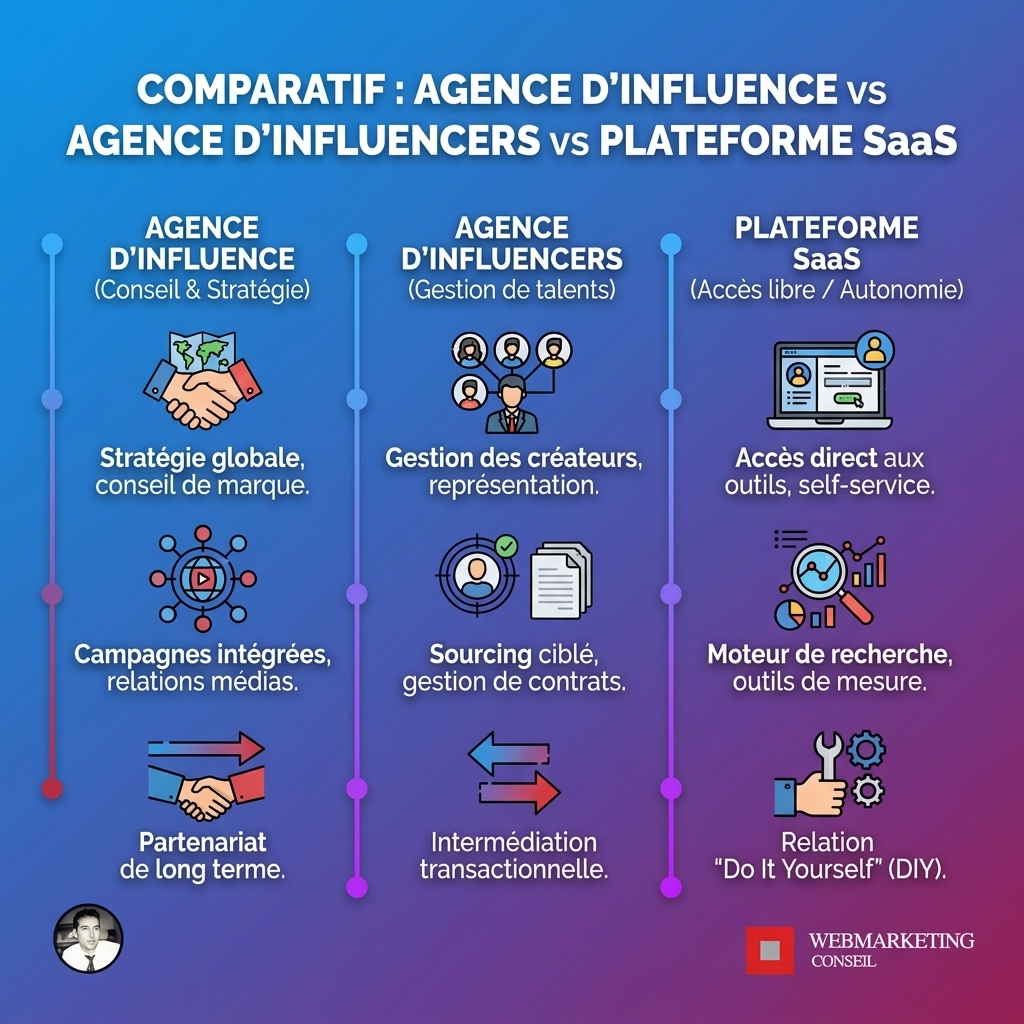 Tableau comparatif des 3 modèles d'influence