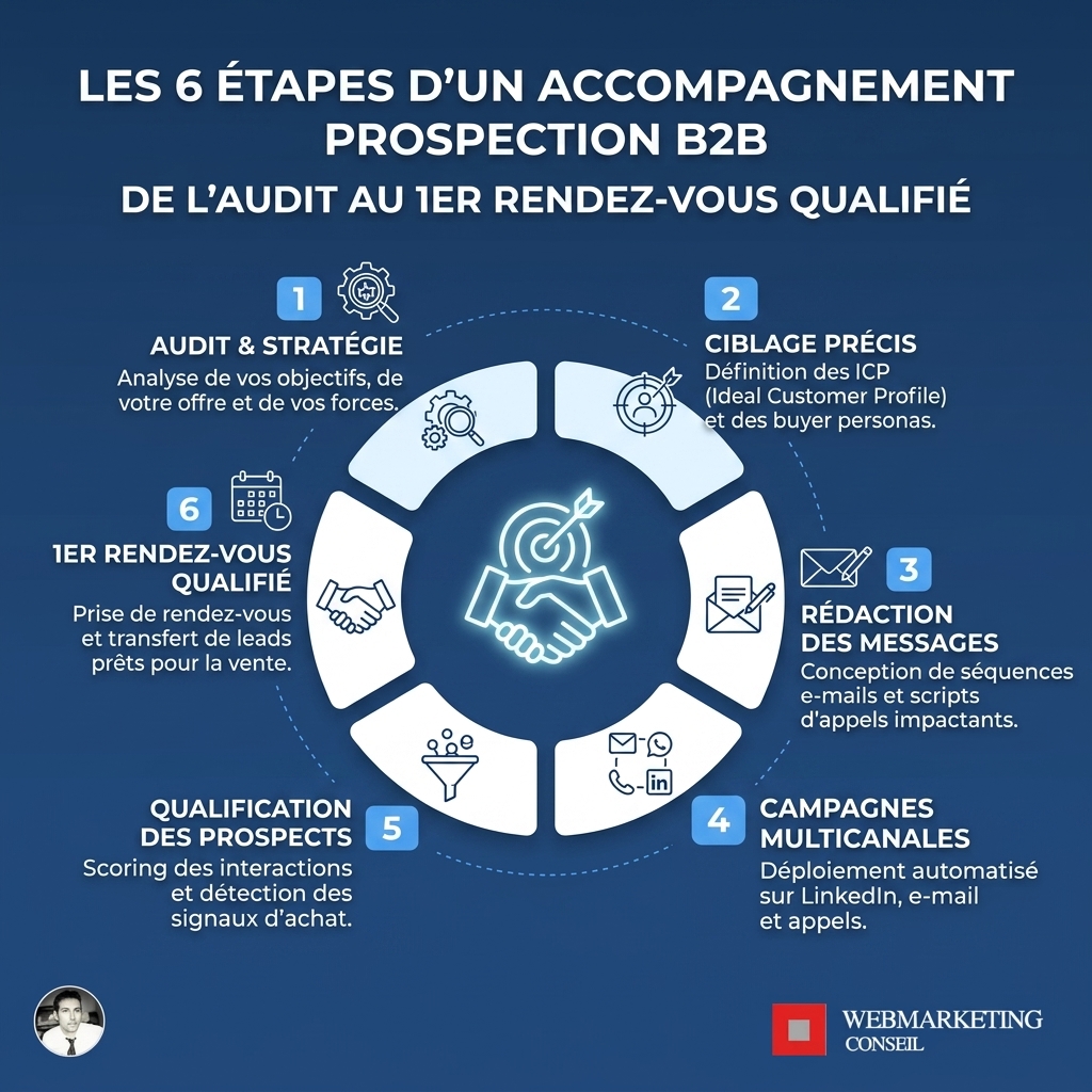 Étapes d'un accompagnement prospection B2B