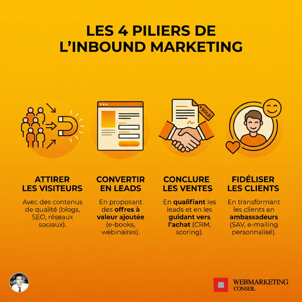 Infographie 4 piliers inbound marketing