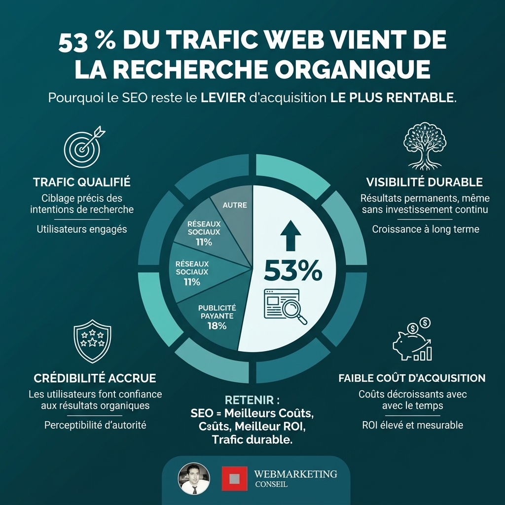 Part du trafic organique dans l'acquisition web