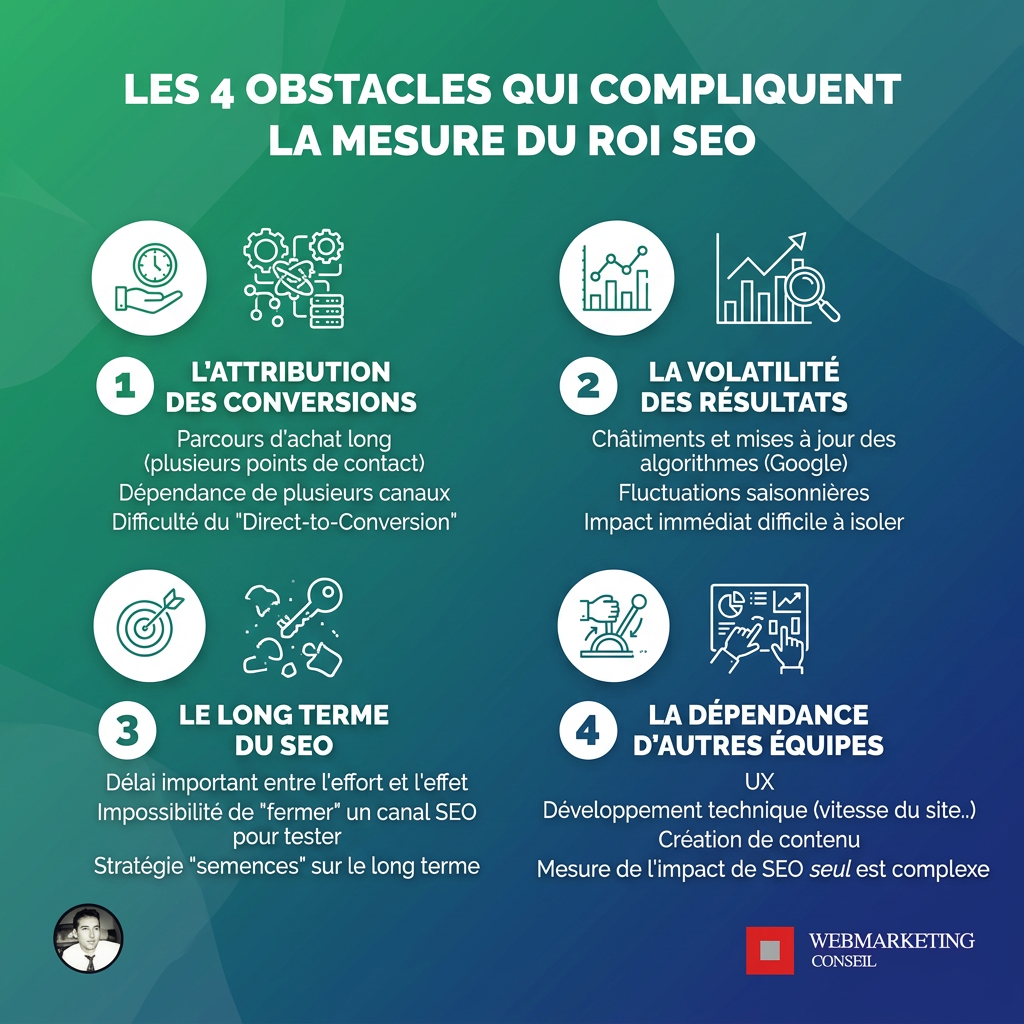 Infographie obstacles mesure ROI référencement