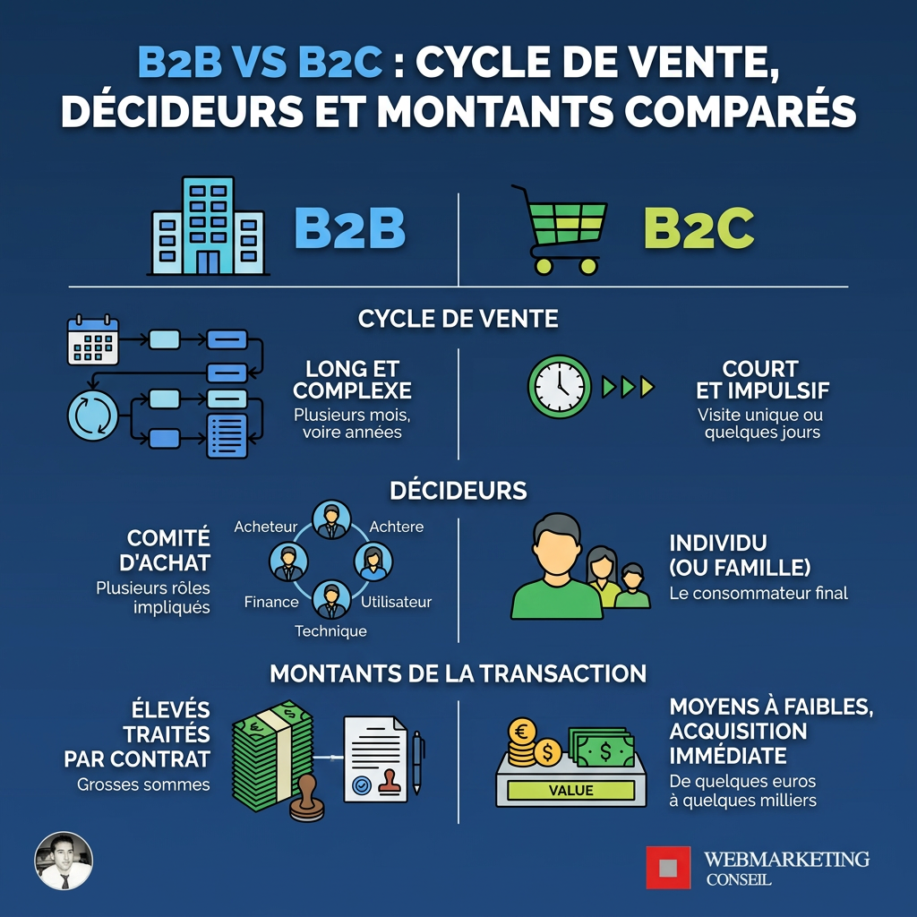 Infographie différences structurelles B2B et B2C