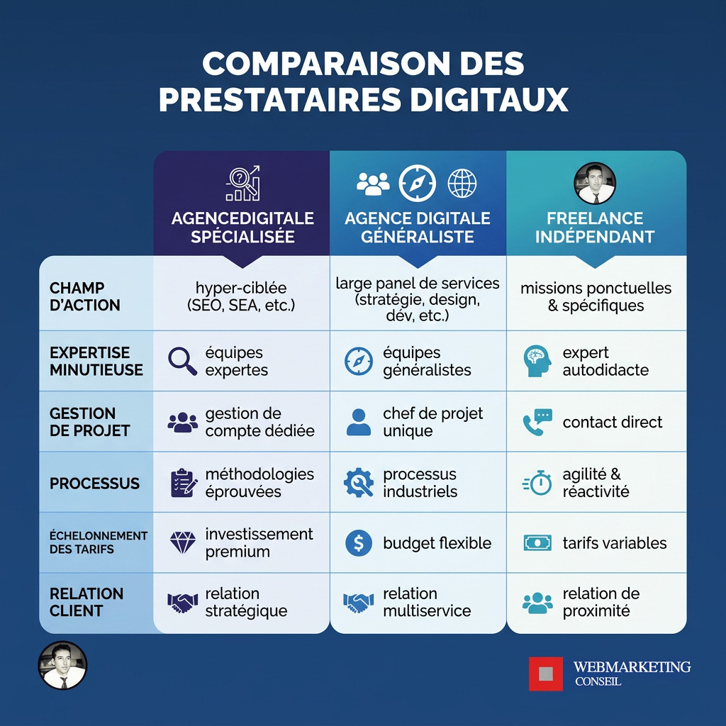 Infographie comparaison prestataires social media