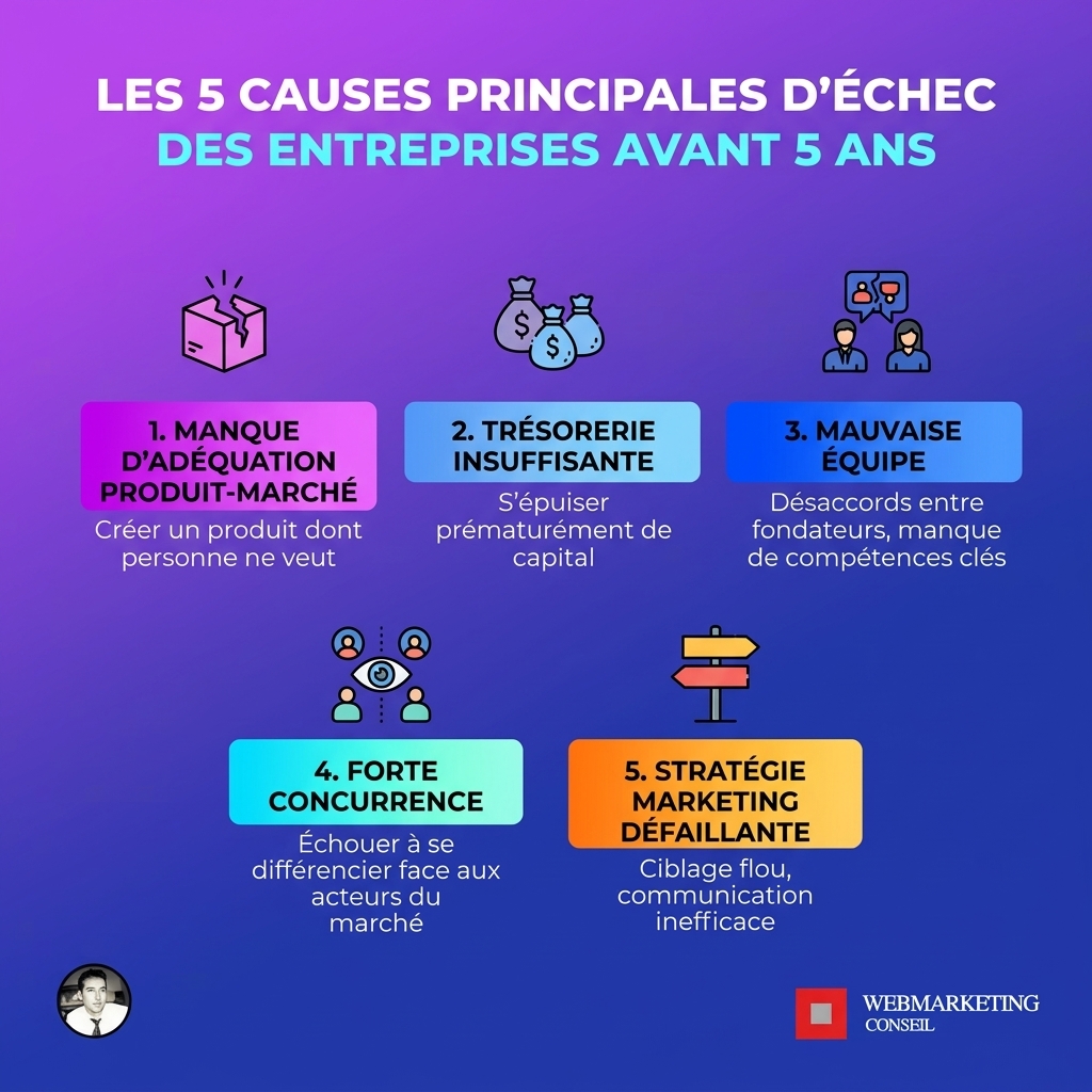 Infographie sur les raisons d'échec entrepreneurial