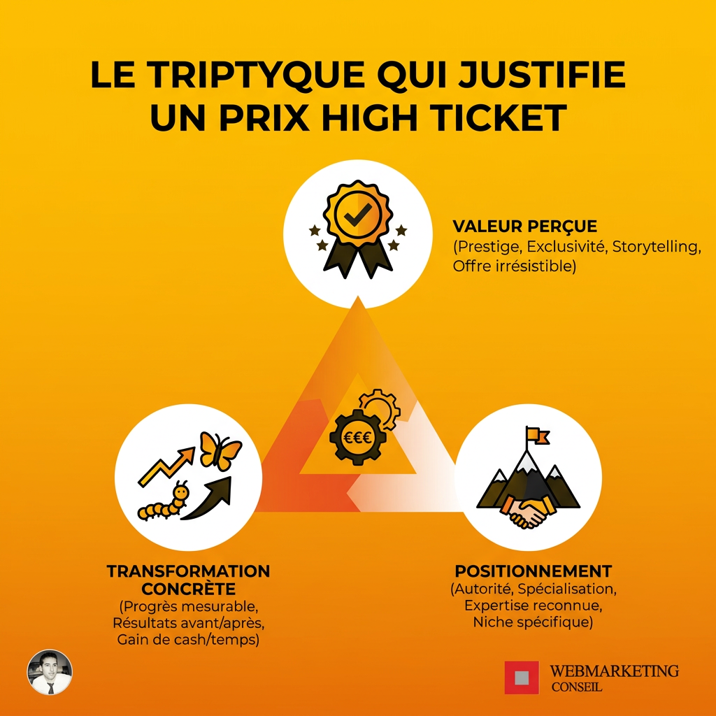Infographie triptyque high ticket