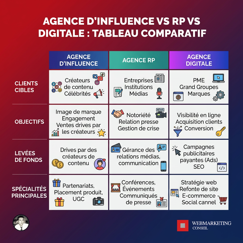 Comparatif types d'agences marketing
