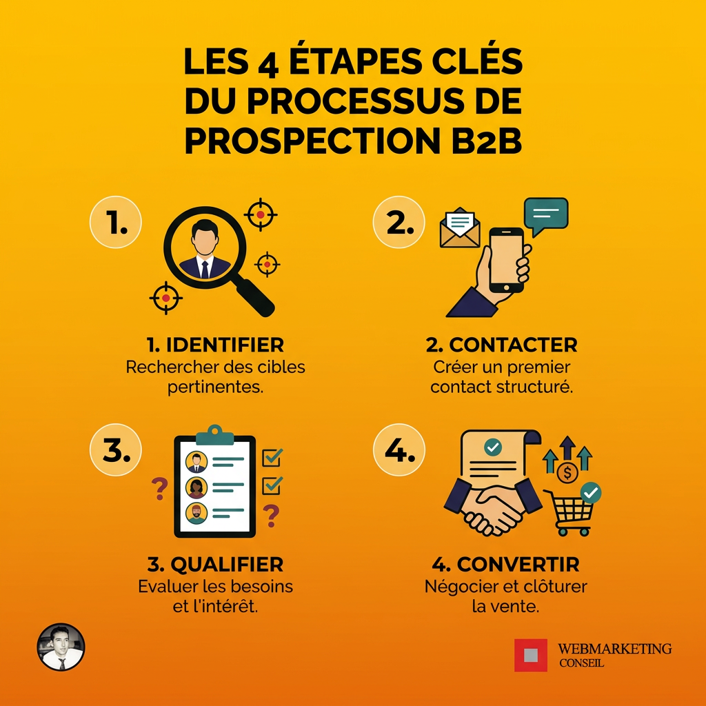 Infographie processus prospection B2B