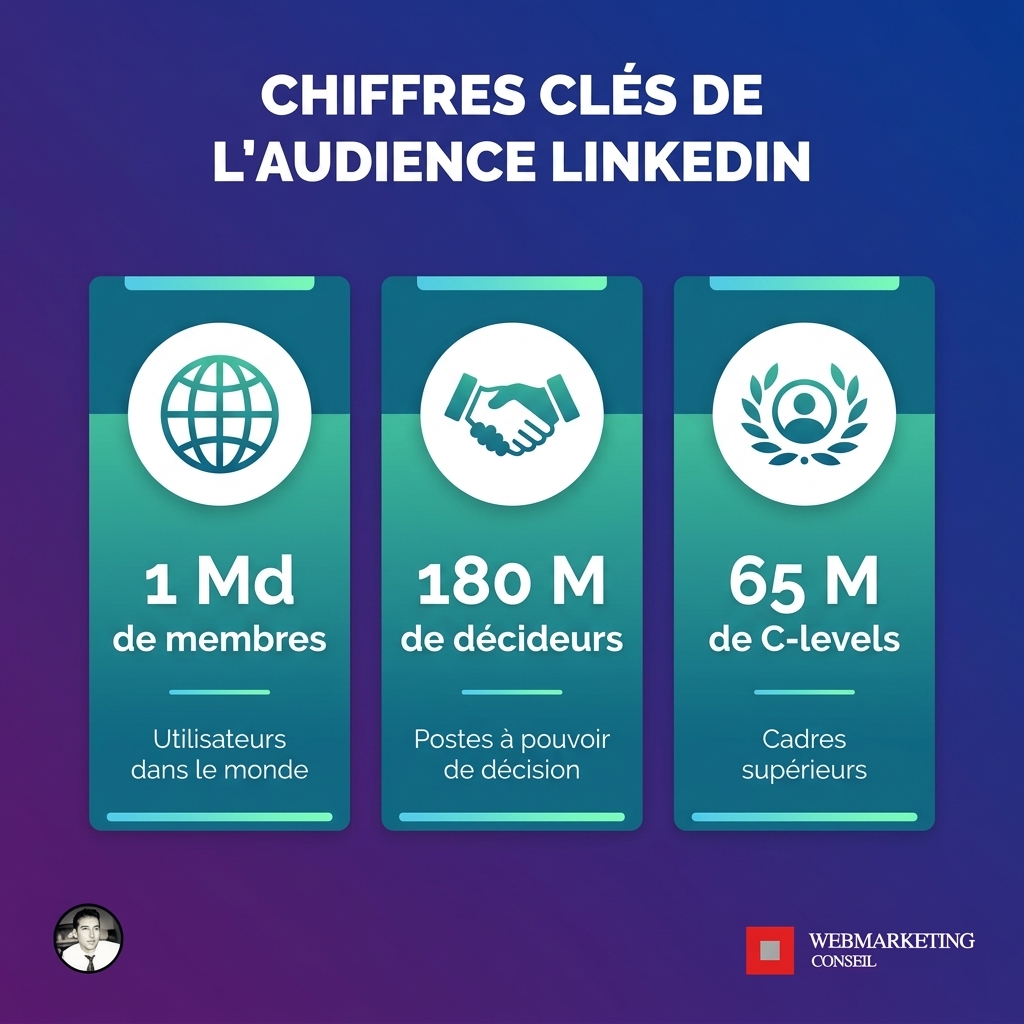 Infographie chiffres clés audience LinkedIn