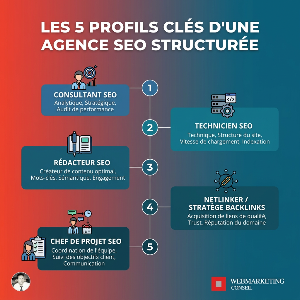 Organigramme des rôles dans une agence SEO