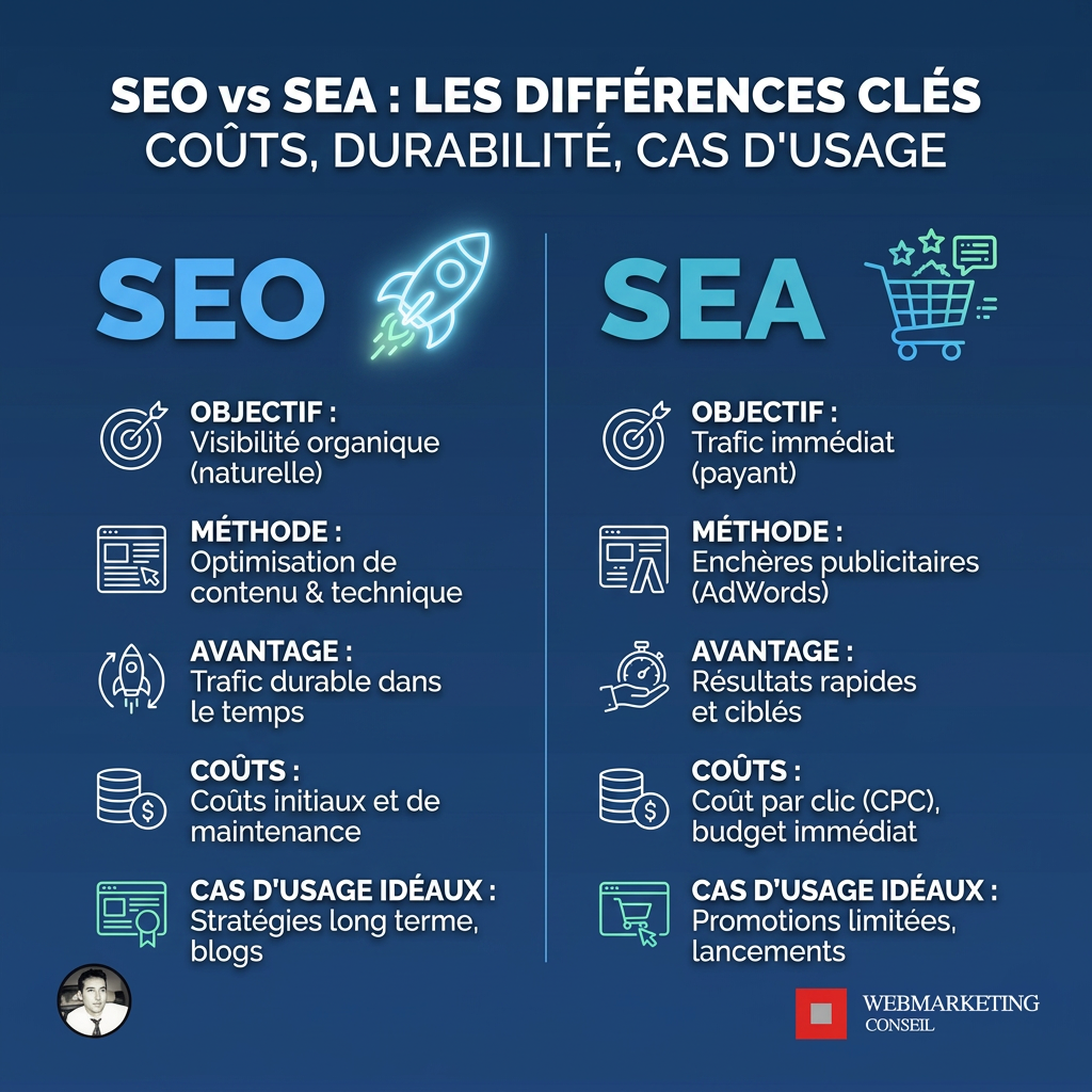 Infographie SEO vs SEA