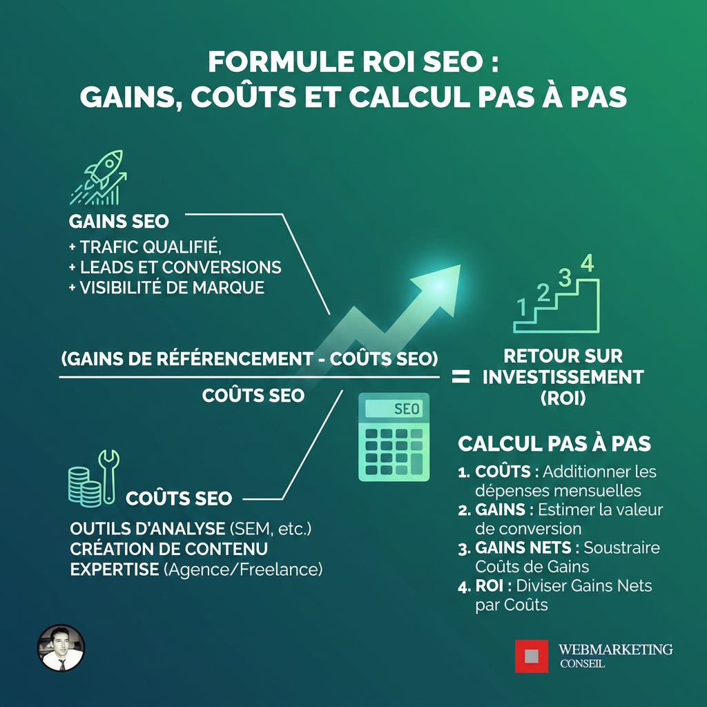 Infographie formule calcul ROI SEO